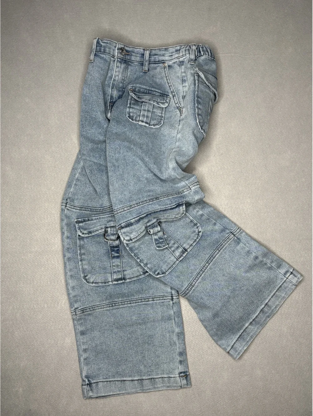 Forever 21 Kids Light Wash Denim Cargo Pants Size 11/12